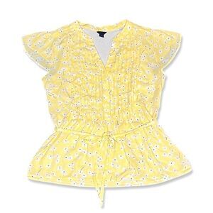Ann Taylor | Spring Floral Blouse in Soft Yellow